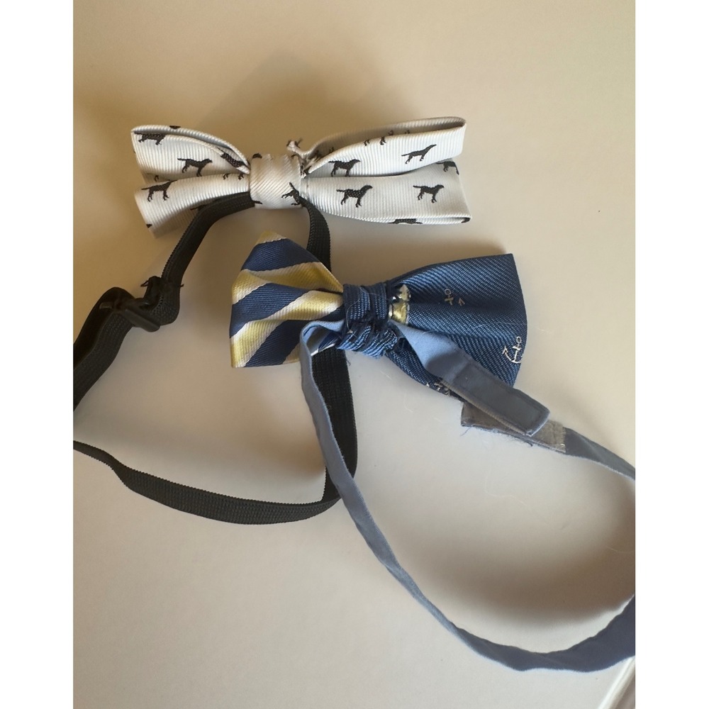 Boys Bow Tie Set 2pc Adjustable Dog Print Anchor Stripe Blue White‎ Yellow